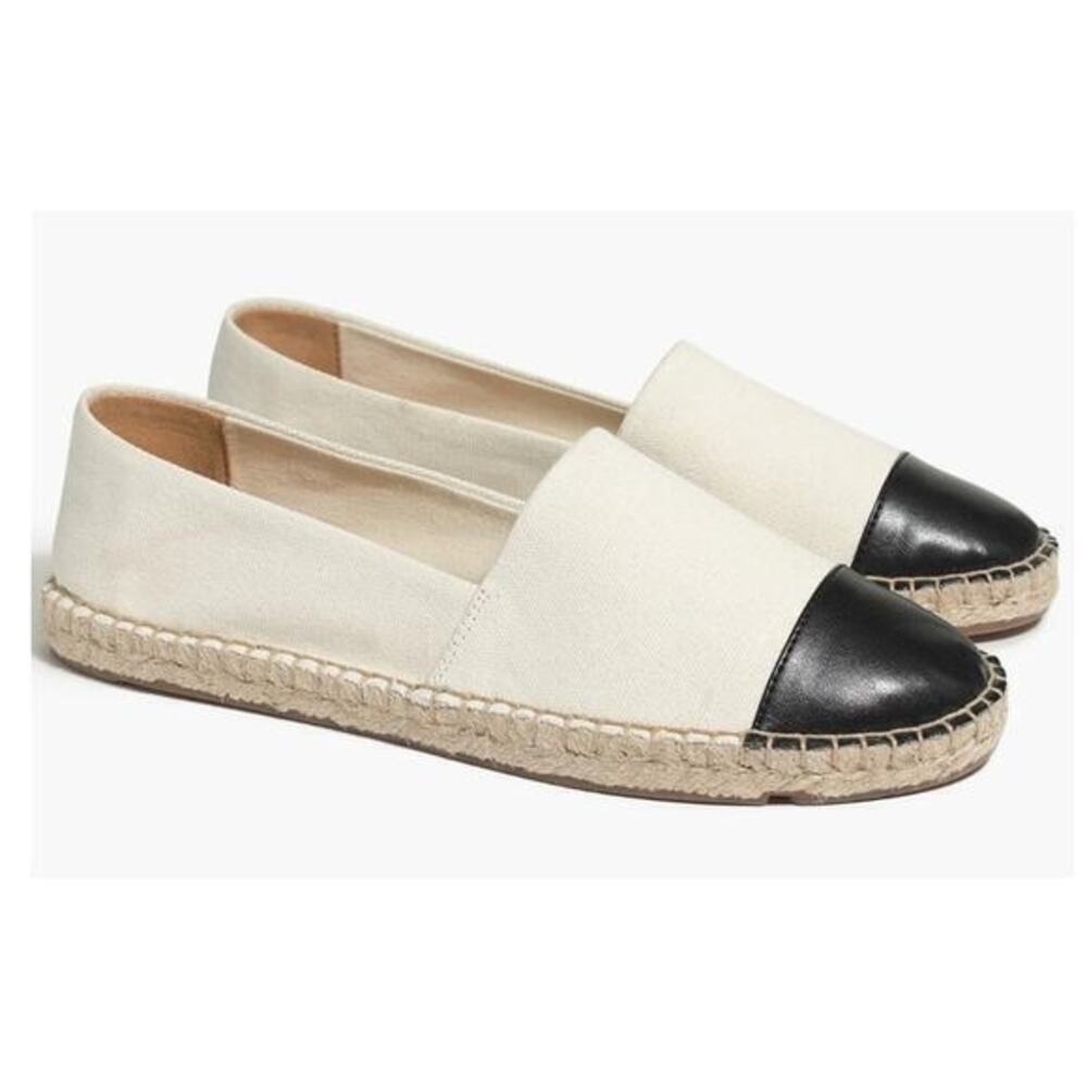 J. Crew Canvas cap-toe slip-on espadrilles beige slip on loafer flat canvas 6.5